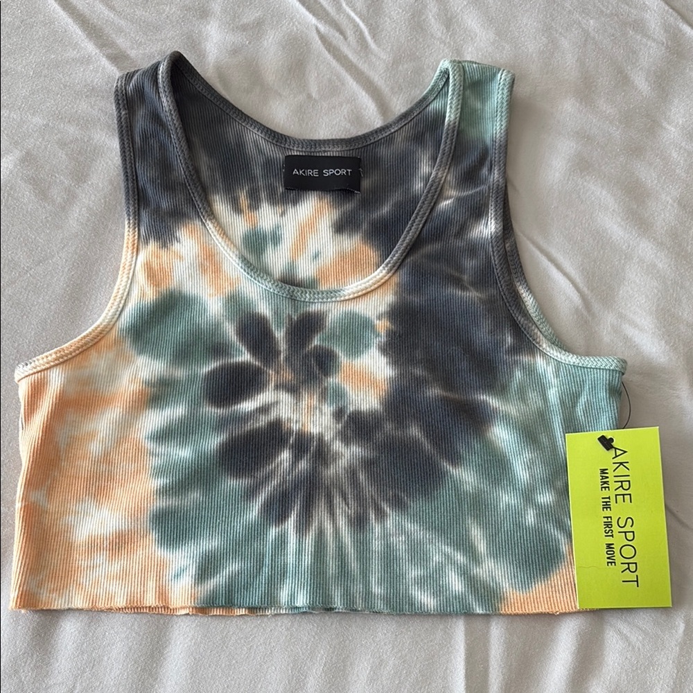 AKIRA Black and Blue Fitted Crop Tank Top
